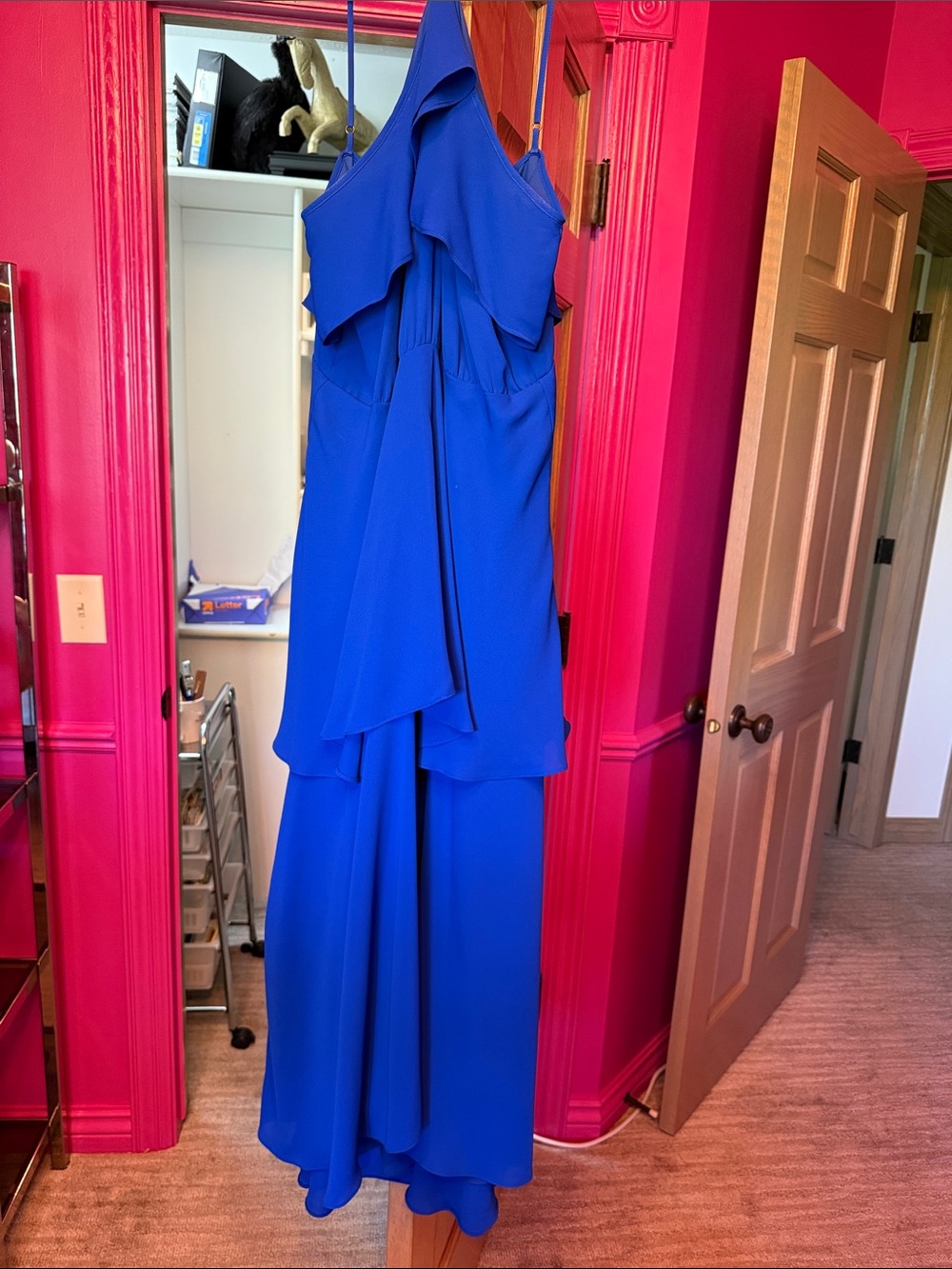 Royal Blue Ruffled Spaghetti-Strap Maxi Dress Crave size 4